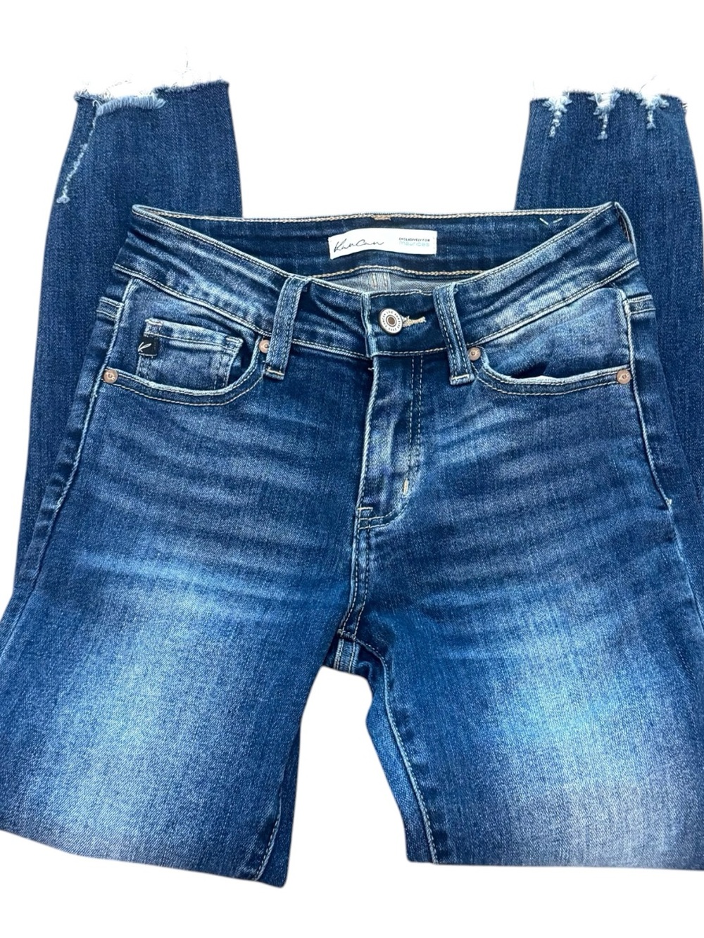 NWOT KanCan Women's Skinny Distressed Leopard Patch Stretch Denim Jeans Size 24